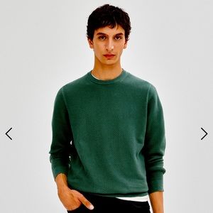 🍁Fall Trend Alert🍁Massimo Dutti Dark Forest Green Textured Knit Sweater Size L